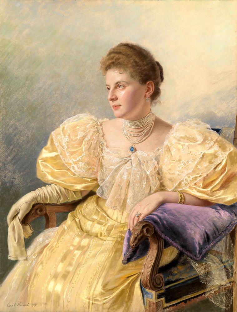 Портрет элегантной леди в жёлтом платье