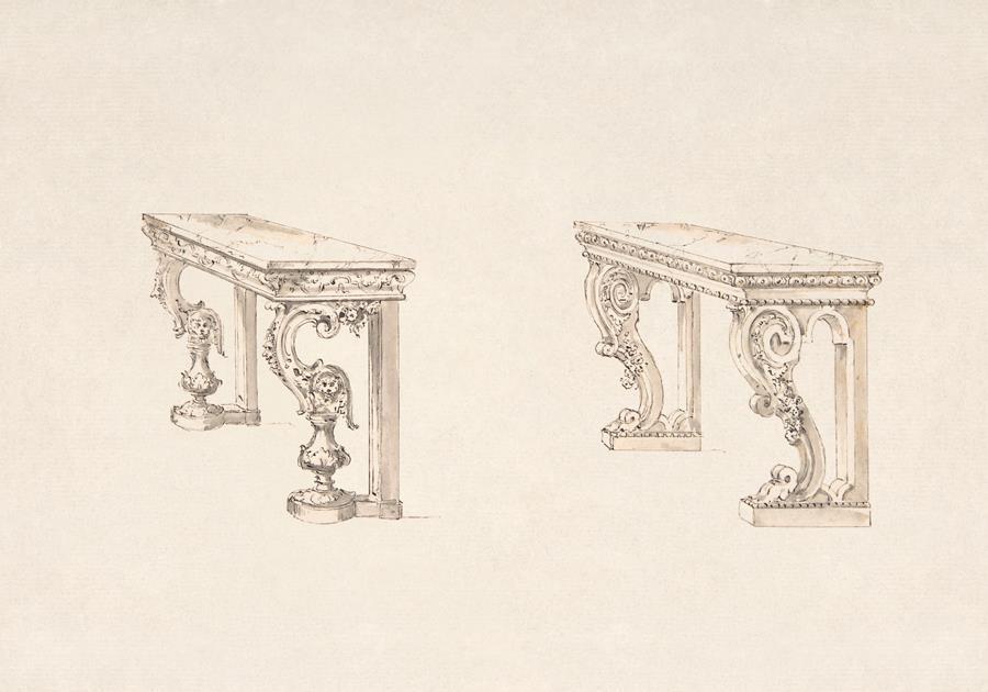 Дизайн для двух столиков с мраморной столешницей